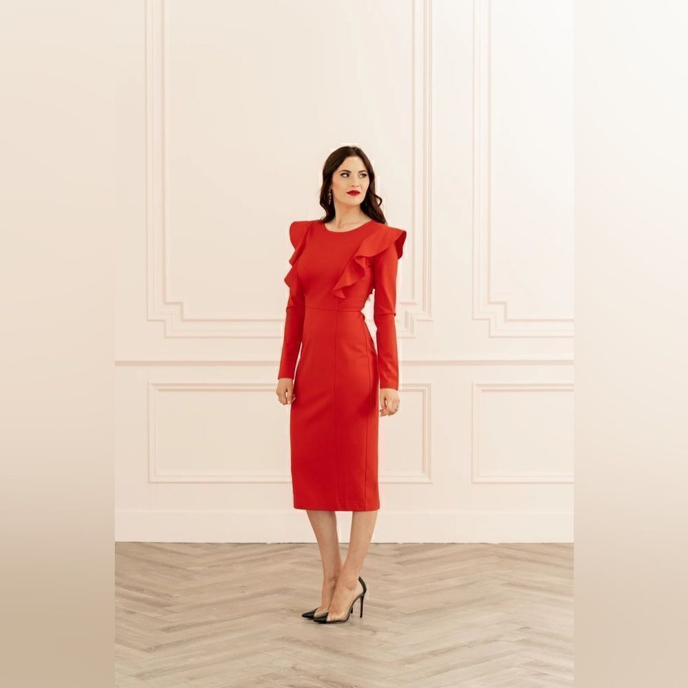 Rachel Parcell Ruffle Long Sleeve Ponte Dress